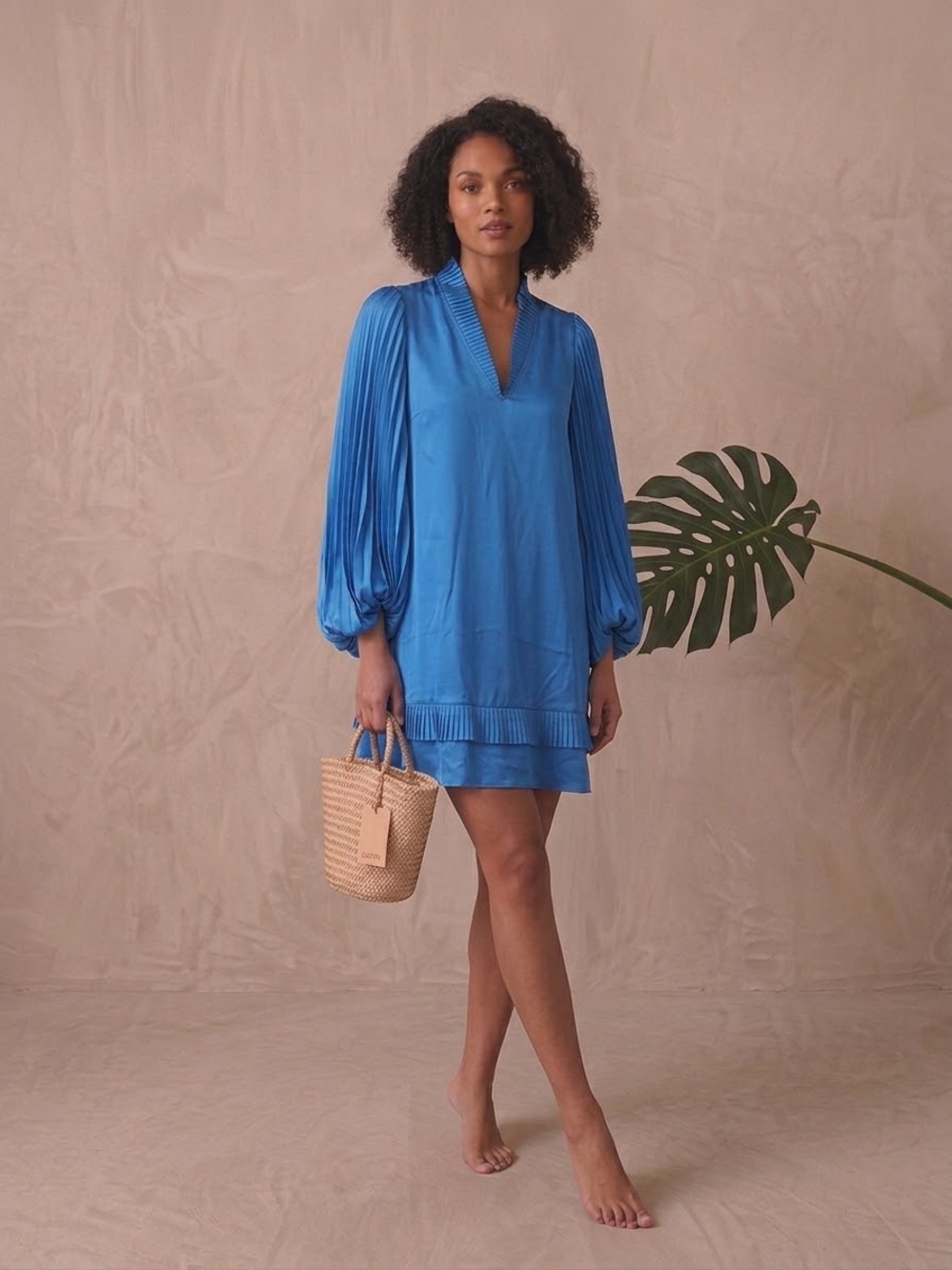 Alden Adair Blue Satin Liza Mini Dress XS